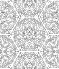 Obraz premium Arabic floral seamless pattern. Traditional arabic islamic background. Mosque decoration element. Outline vector illustration.