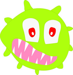 Angry virus cartoon sketch. 2019-N kov cartoon character on a white background. Vector illustration with the name coronavirus .