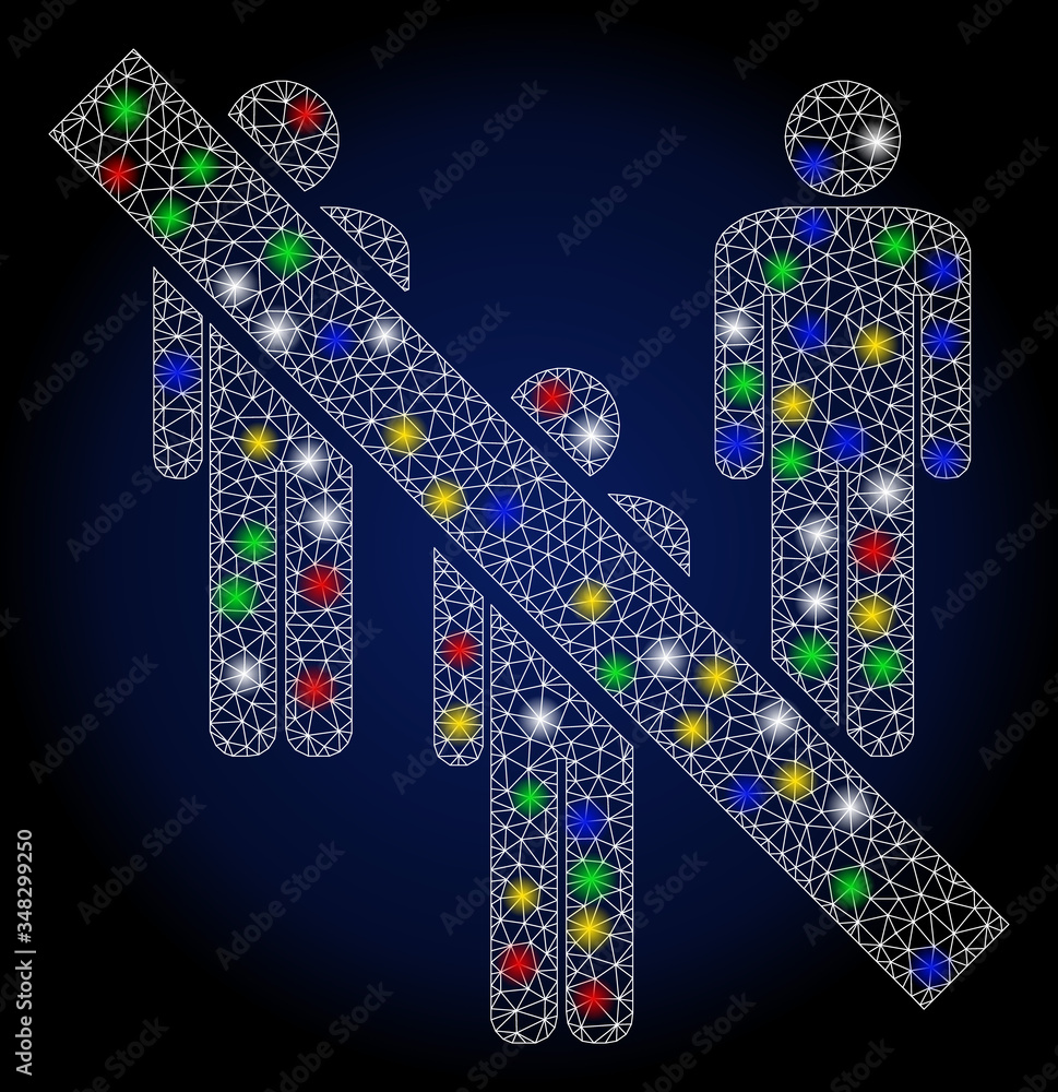 Poster glossy mesh forbidden men group with glare effect. abstract illuminated vector model of forbidden me