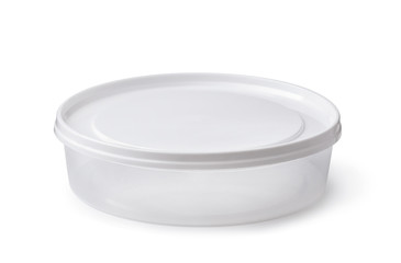 Empty disposable round plastic container