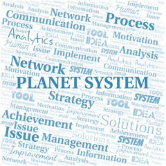 Fototapeta premium Planet System typography vector word cloud.
