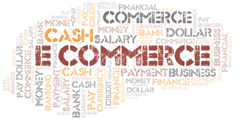 E Commerce typography vector word cloud.