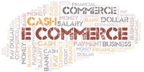 Fototapeta premium E Commerce typography vector word cloud.