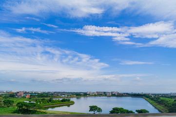 Fototapeta na wymiar High angle view of some New Taipei City rural cityscape