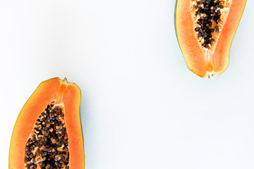 Papaya on the white table. 