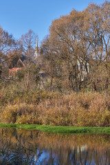 Fototapeta premium Walk along the bank of the river Snezhet.