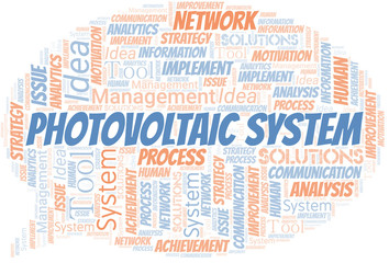 Photovoltaic System typography vector word cloud.