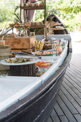 Luxury catering by the pool, food bloggers event, banquet, wedding, festive, hotel brunch buffet