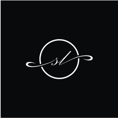 Initial SL beauty monogram and elegant logo design, handwriting logo of initial signature, wedding, fashion with creative template.