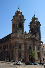 Nuremberg, Bavaria / Germany - April 12, 2020. The Sankt Egidien church in baroque style from the 18th century.