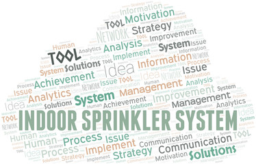 Indoor Sprinkler System typography vector word cloud.