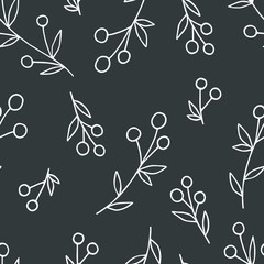 Seamless floral pattern. Seamless pattern with hand drawn forest leaves. Illustration in doodle style for wedding decoration, card, greeting, print and other floral vintage design.