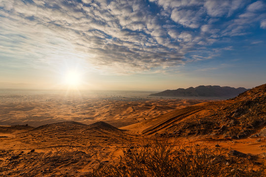 Amazing Sunrise at Al Faya Mountain, Beautiful dawn in Dubai, Beautiful view from the mountain. © Moez