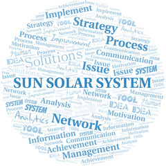Sun Solar System typography vector word cloud.