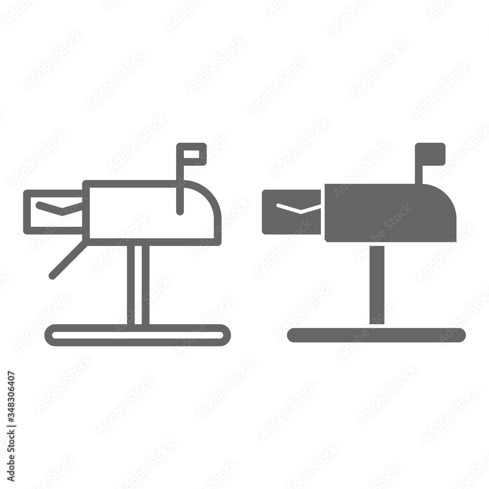 Poster letter in mailbox line and solid icon, delivery service symbol, received mail vector sign on white b