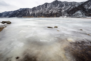 View of river Katun and Altay mountains