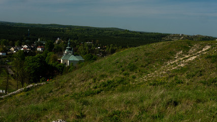 Fototapeta na wymiar Views and ruins of the castle in Olsztyn. Free space for an inscription