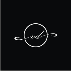 Initial VD beauty monogram and elegant logo design, handwriting logo of initial signature, wedding, fashion with creative template.