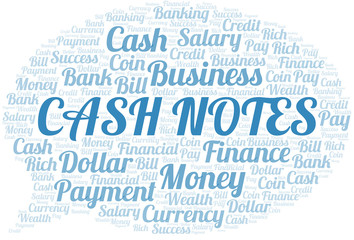 Fototapeta premium Cash Notes typography vector word cloud.