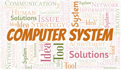 Computer System typography vector word cloud.