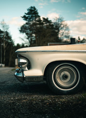 Front side shot of an old retro car