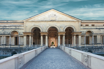 Facade of the Italian palace. Palazzo del Te in Mantova. 