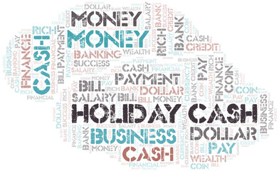 Fototapeta premium Holiday Cash typography word cloud.