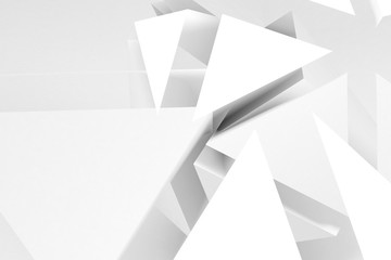 Abstract minimal white triangular background, 3d