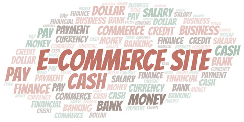 E-Commerce Site typography vector word cloud.