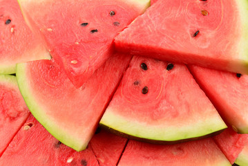 Juicy watermelon slices background. Top view.