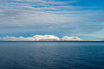 Fototapeta na wymiar Arctic landscape with beautiful lighting in Svalbard