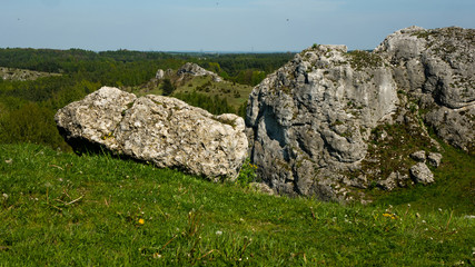 Fototapeta na wymiar Ruins of the castle in Olsztyn. Free space for an inscription