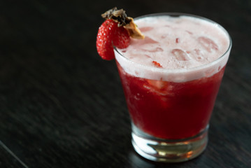Strawberry cocktail with ice