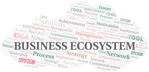 Business Ecosystem typography vector word cloud.