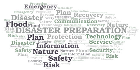 Disaster Preparation typography vector word cloud.