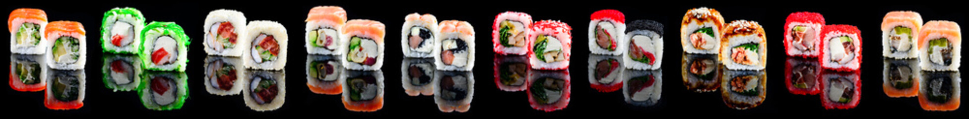 Set with different delicious sushi maki collection © smspsy