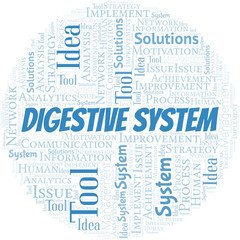 Obraz premium Digestive System typography vector word cloud.