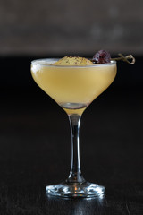 Martini cocktail  with different Olive, purple drink