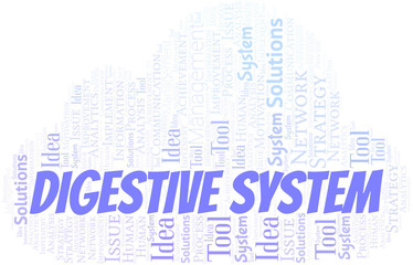 Obraz premium Digestive System typography vector word cloud.