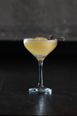 Martini cocktail  with different Olive, purple drink