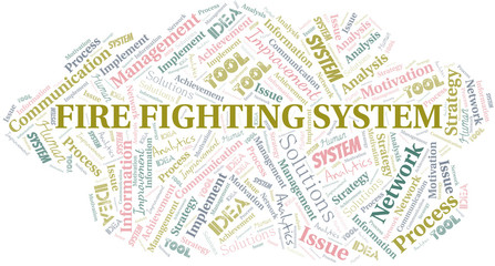 Fire Fighting System typography vector word cloud.