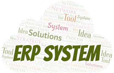 Erp System typography vector word cloud.