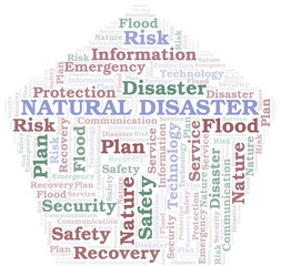 Natural Disaster typography vector word cloud.