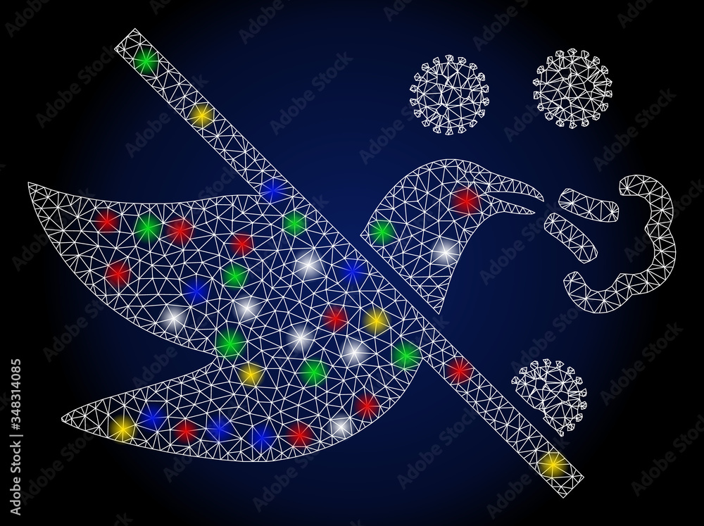 Poster glowing mesh no bird flu with sparkle effect. abstract illuminated vector model of no bird flu icon 