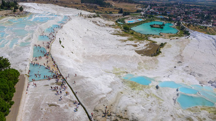 Aerial view of the pamukkale  ( Cotton castle )