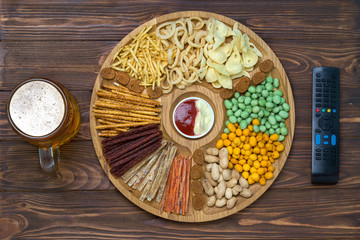  Beer and snacks.Assortment of snacks for beer.