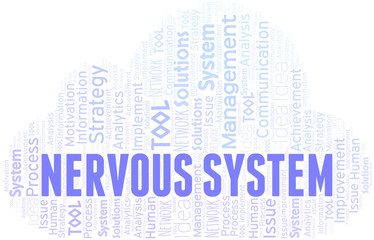 Nervous System typography vector word cloud.