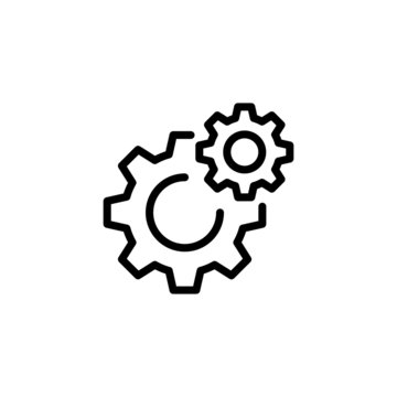 Gear settings icon in line art style on white background, linear style sign for mobile concept and web design, Cogwheel, preferences outline vector icon, Symbol, logo illustration