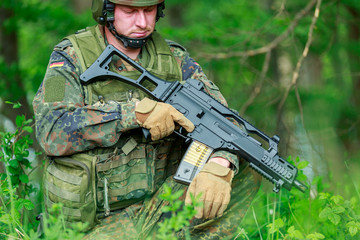German soldier with a german assault rifle