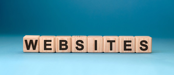 URL websites - text concept on wooden cubes with gradient blue background